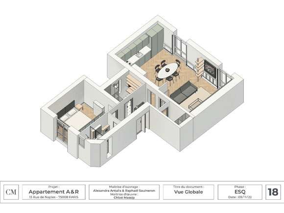 plan 3D appartemetn travaux paris renovation