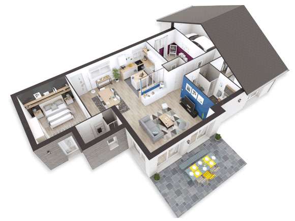 plan 3D de travaux maison renovation architect interieur paris